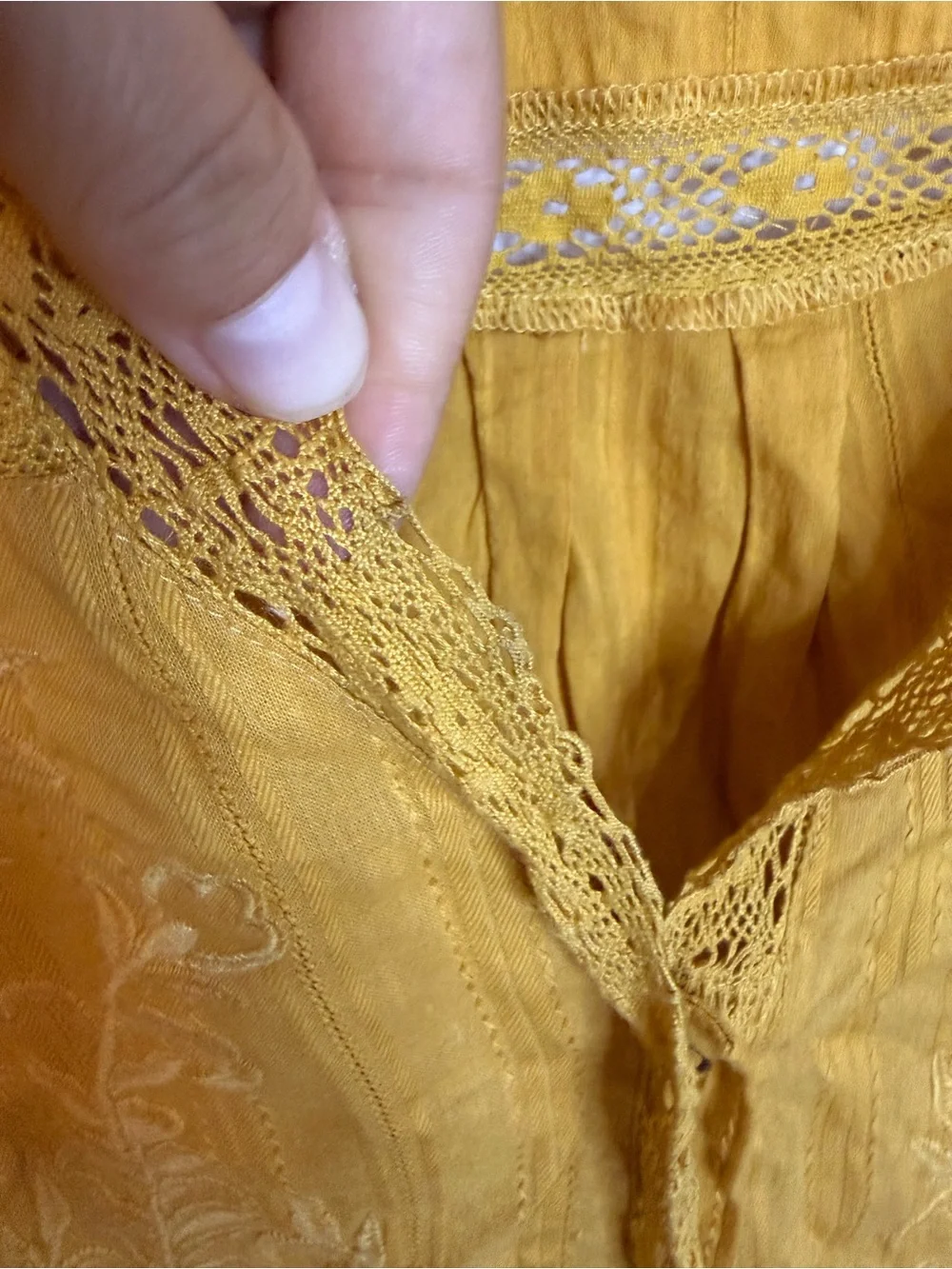 Free People Mustard Yellow Follow Your Heart Embroidered Peasant Blouse